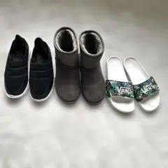 3点セット VANSなど　レディース　ムートンブーツ　スニーカー　サンダル