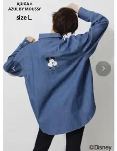 AJUGA✖️AZUL BY MOUSSY デニムシャツ　ミッキー　Ｌのサムネイル