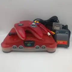 ★ニンテンドー64 クリアレッド 本体セット 動作確認済み★