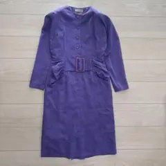 レトロワンピース/肩パッド　ハロウィン　バブリー　ノーカラー　M