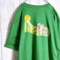 【入手困難】80s JERZEES アニマル 動物 グリーン Tシャツ #63