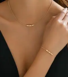 オーバル ネックレス&ブレスレット　2点セット