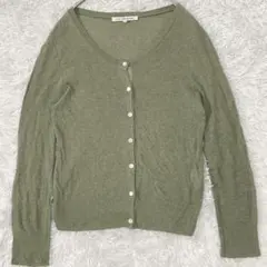 green label 薄手　Vネック　カーディガン　オリーブ　緑　くすみカラーのサムネイル
