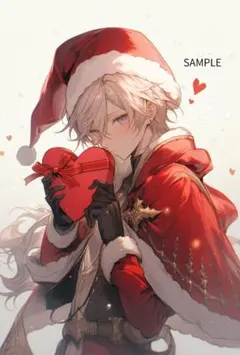 3065バレンタインチョコを持ったサンタさんステッカー