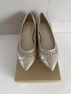 【未使用】LE TALON ポインテッドサシメッシュフラット シルバー23.5のサムネイル