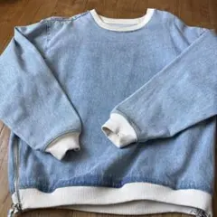 デニムブルー トレーナー ジッパー付き