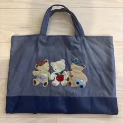 familiar トートバッグ デニム調 犬 チェリー アップリケ - メルカリ