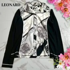 最終お値下げ　レオナール 長袖カーディガン黒色Lサイズ レオナール LEONARD 長袖 カーディガン トップス 黒 ブラック