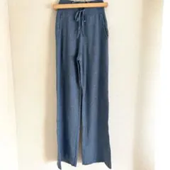 UNIQLO ウォッシャブルニットリブパンツ　ポケットあり　ブルー　s 新品