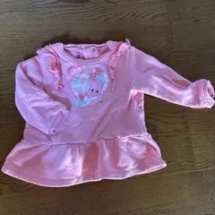 ミキハウス　ポケットビスケット　キッズ トレーナー ピンク フリル