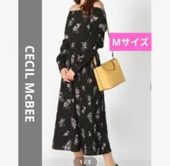 美品　セシルマクビー　オフショル　ワンピース　花柄　ブラック　2way　ギャル
