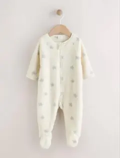 フリース星柄ロンパース クリーム色