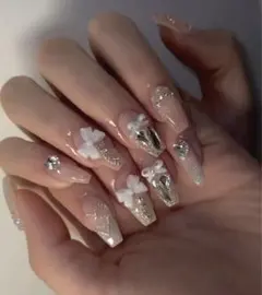 30個入り ネイルチップ キラキラ グラデーション リボン ガーリー ワンホン