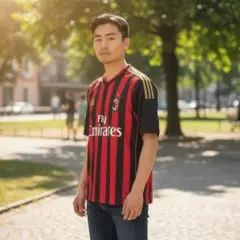 【Used】サッカーユニフォーム ノンブランド ACミラン 本田圭佑 赤黒 10