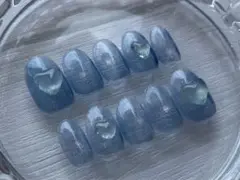 ネイルチップ　ブルー　青　マグネット　ハート　推し活　夏　ちゅるん