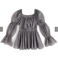 GRL 袖2wayシアーシャーリングペプラムブラウス チャコール フリーサイズ