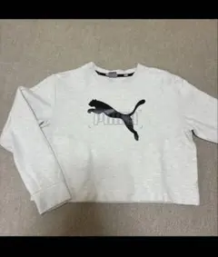 PUMA 白×杢グレー クロップドトレーナー