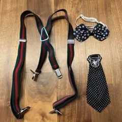 サスペンダー　ネクタイ　蝶ネクタイ3点セット　新品