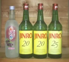 長年保管/未開封☆ JINRO 眞露 麦焼酎 25％1本 20％2本 おまけ付のサムネイル