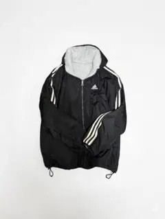 adidas フード付きナイロンジャケット ブラック