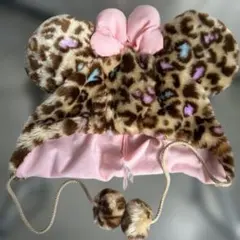 ヒョウ柄 ミッキー耳 帽子