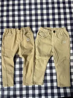 baby doll ベージュパンツ2着セット 刺繍付き