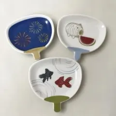 ミニプレート　ナチュラルキッチン　夏　団扇　うちわ　小皿　花火　金魚　蚊取りブタのサムネイル
