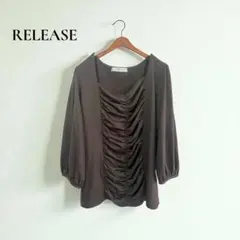 リリース【S～M】カットソー パフスリーブ オフィス　カジュアル d334