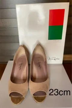 銀座かねまつ　パンプス　オープントゥ　ベージュ　23cm