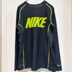ナイキ クルーネック 長袖 メッシュ M 黒 蛍光黄　Tシャツ ランニング
