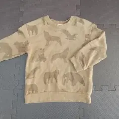 H&S　ベージュ 動物柄 裏毛フリーストレーナー