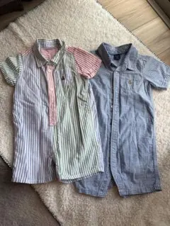 babyGap ストライプ・チェックロンパース 2点セット