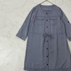 UNTITLED 日本製 切替 ワントーン 七分袖 ひざ丈 ワンピース 2