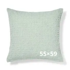 【新品未使用品】無印　インド綿ワッフル織クッションカバー　グリーン　55×59