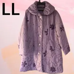 【LLサイズ】紫色刺繍入りダウンジャケット