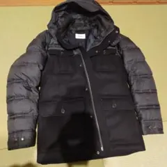 MORGAN フード付き ブラックダウンジャケット