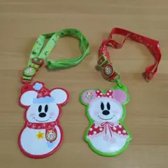 Disney ミッキーミニーパスポートケース クリスマス雪だるま定期入れ25周年