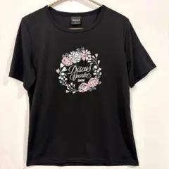【美品】ディスカススポーツ レディース 半袖 Tシャツ L 黒 花柄 速乾のサムネイル