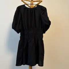 【美品】ブラック五分袖ブラウス Mサイズ