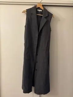 ダークグレー ノースリーブ ロングベスト