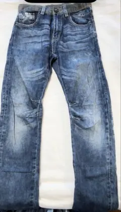 ライトブルー ダメージ加工 ストレートデニム