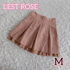 L'EST ROSE 刺繍 レース フレアミニスカート プリーツスカート