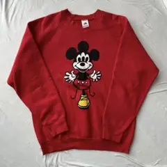 【USA製】90s ディズニー　スウェット　トレーナー　ミッキー　赤