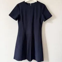 saturdayclabネイビー プリーツ 半袖ワンピース