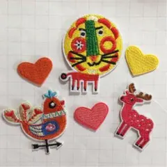 刺繍ワッペンセット　ライオン　鳥　鹿　ハート　動物