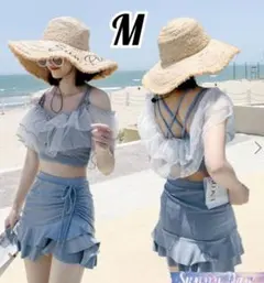 フリル付き水色セパレート水着 Mサイズ