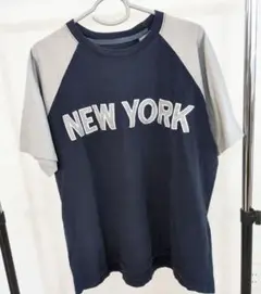 【訳あり】NEW YORK ワッペン Tシャツ ネイビー/グレー