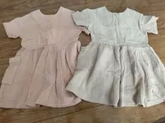 ガーゼ素材　ナチュラル　無地ワンピース　双子のサムネイル