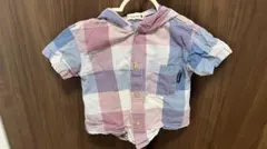 【匿名発送】branshes チェック柄 フード付きシャツ 90