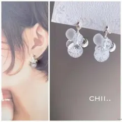 展示　No.933 鈴丸ピアス　バブル　泡　青　青空　しゃぼん玉　シルバー No.933 鈴丸ピアス 夏 海 バブル 泡 青 青空 しゃぼん玉 シルバー